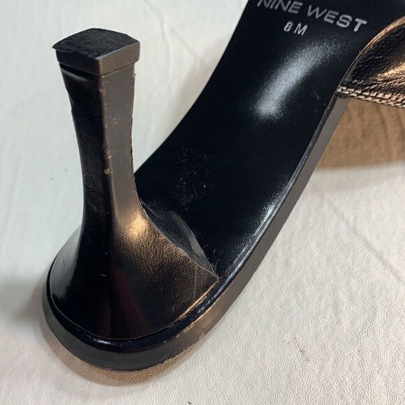 Nine West Black 3 Inch Heel Leather Upper Sexy Slimming Pointed Toe Woman 8 Med - Picture 7 of 11